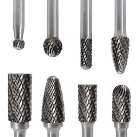 Carbide Burr Set 8pcs 1/4 Inch Shank Diameter Double Cut Grinding Polishing Carving Tool Drill Bits for Die Grinder