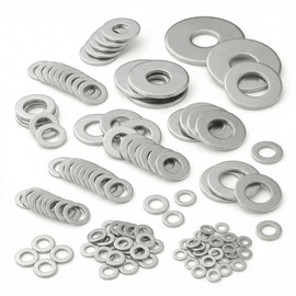 Kviceo Stainless Steel Flat Washers Assortment, 18-8 (304) Stainless Steel, 547-Piece Set (Assorted Metric Sizes M3-M12, 3mm, 4mm, 5mm, 6mm, 8mm, 10mm, 12mm) with Plastic Storage Case