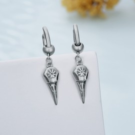 Viking Earrings Men 925 Sterling Silver Raven Skull Earrings Vintage Viking Hoop Earrings Norse Earrings Viking Jewelry Gifts for Men Women