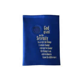AA Big Book Cover with Serenity Prayer and Coin Holder (Blue)
