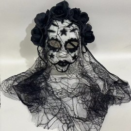 International Zombie Party Mexican Day of the Dead Mask for Cosplay Halloween Party Free Size / Ghost Mask Black 10ea