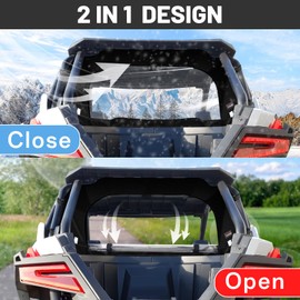 StarknightMT Pro XP Soft Rear Windshield - Scratch-Resistant Back Window Compatible with Polaris RZR Pro XP/ Turbo R 2020-2024 Waterproof Clear Back Dust Panel with Zipper