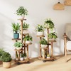 Uneedem 5 Tier Plant Stand Indoor with Wheels, Wood Tall