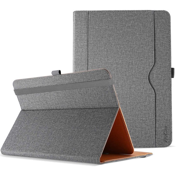 ProCase 9-10 Inch Tablet Universal Case 9" 9.7" 10.1" Folio Case Stand for Touchscreen Tablets with Adjustable Tilt Documents Card Pocket with Pen Holder - Gray