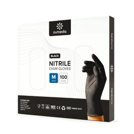 NIMEDA Nitrile Gloves M Black Pack of 100 Disposable Gloves Latex Free Powder Free Black Nitrile Gloves Size Medium