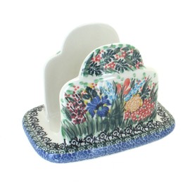 Blue Rose Polish Pottery Summer Blooms Napkin Holder