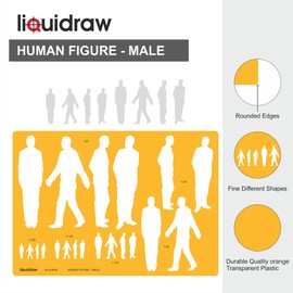 Liquidraw Human Figure Drawing Template Stencil Male & Female Figures Model for Fashion Designing, Art & Symbols Shapes Scales 1:20 1:25 1:75 1:100 1:125