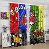 Super City Curtains for Kids,olourful Polka Dot Superhero Comic Style