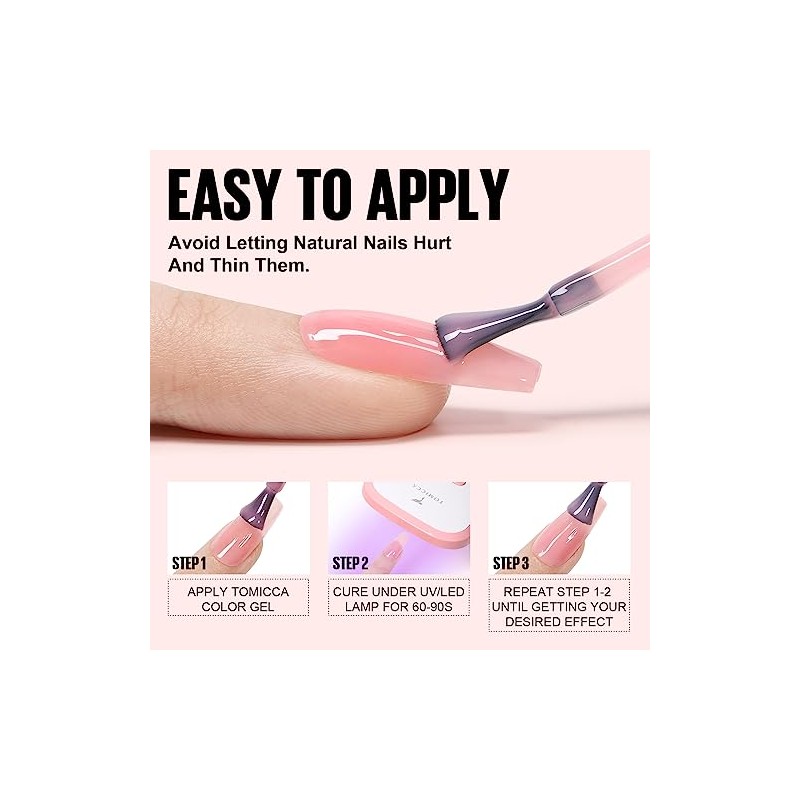 TOMICCA UV Nagellack Rose, 8ml Gel Nagellack, UV LED Soak