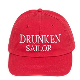 4sold 100% Cotton Ancient Mariner, Captain Cabin Boy Crew First Mate Yachting Baseball Cap Inscription Lettering Red White (Drunken Sailor)