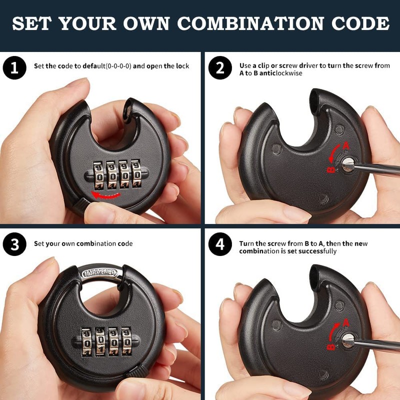 Guliffen Combo Lock 4 Digit Heavy Duty Discus Padlock for