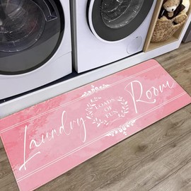 Laundry Room Rug Runner, Non Slip Laundry Rugs Kitchen mat Machine Washable Text Design mats Waterproof Mudroom Floor Carpet Stylish Versatile Farmhouse Decor