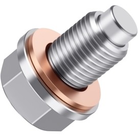 M14x1.5 Magnetic Oil Drain Plug - 3DSKY Stainless Steel Sump Drain Nut Bolt with 2 Copper Crush Washers, Anti-Leakage Replacement Compatible with Honda Accord, CRV, Civic, Ford, GM, Hyundai, KIA