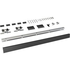 JUBEST 8FT Barn Door Sliding Hardware Track Kit, Aluminium Alloy Box Rail Hardware for Classic Modern Interior Single Wooden Door,Low Clearance,Black