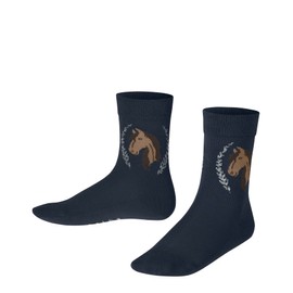 FALKE Unisex Children's Horse Socks Breathable Sustainable Cotton Reinforced Children's Socks Durable Skin-Friendly Non-Slip with Horse Motif Durable 1 Pair, Blue (Space Blue 6116) new -