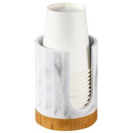 Luxspire Dixie Cup Dispenser, 5-7oz Bathroom Cup Dispenser, Marble Resin Dixie Cup Holder, Disposable Bathroom Paper Cup Holder, Cotton Pad Holder, Guest Bathroom Essentials, Gravel White, 1 Pack