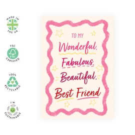 Fabulous Friend Card – Cute & Colourful Friendship Card for Birthday, Galentine’s - Gifts for BFF, Besties, Her, Women, Girls, Ladies, Sister, Girlfriend - Fab and Beauty - Comes with Fun Stickers