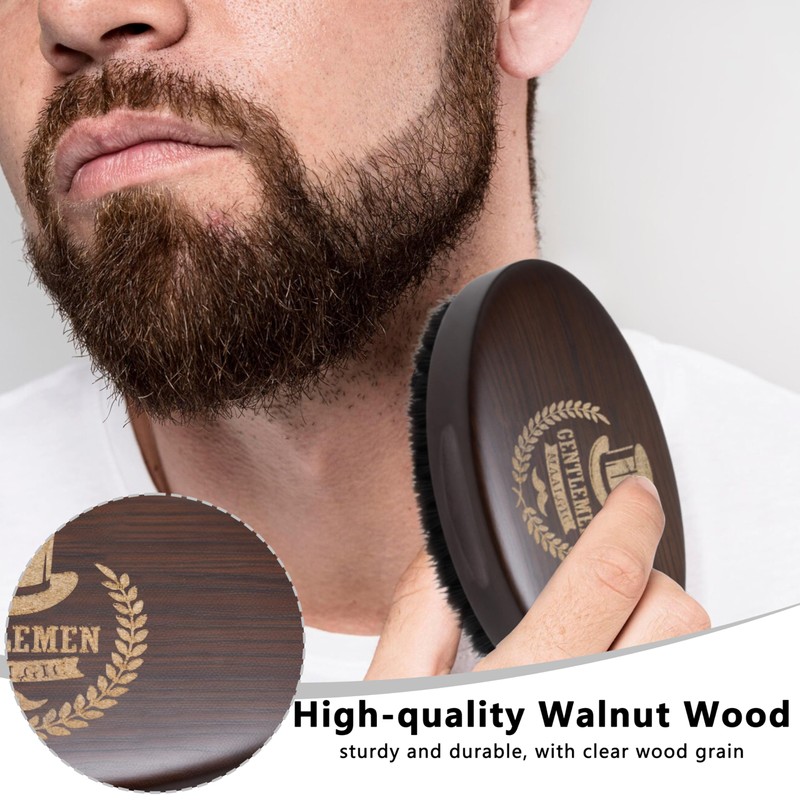 Maalgic Boar Bristle Beard Brush for Men, Natural Wood Travel