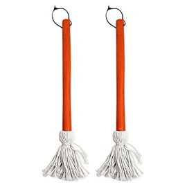 Chef Craft Set of 2 BBQ Basting Mops with Wood Handle and Cotton Head, Barbeque Sauce Basting Mops