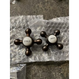 Signature Hardware  NEW SIGNATURE HARDWARE Metal & Porcelain Cross Handles Oil Rubbed Bronze