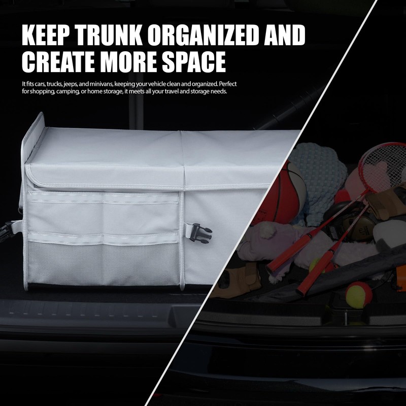 LIBZAKI Car Trunk Storage Organizer, Multi Compartment Collapsible Trunk Storage