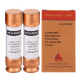 Wells 60 Amp 240 Volt Fuse for Disconnect Box 2 Pack Fuses for AC Units, HVAC Systems, Air Conditioners & Home Appliances (UL Listed)
