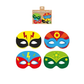 HENBRANDT 1 x Superhero Paper Party Masks for Kids Pack of 12 Comic Super Hero Face Masks Fancy Dress Costume Kids Birthday Loot Bag Filler Party Favours for Boys and Girls