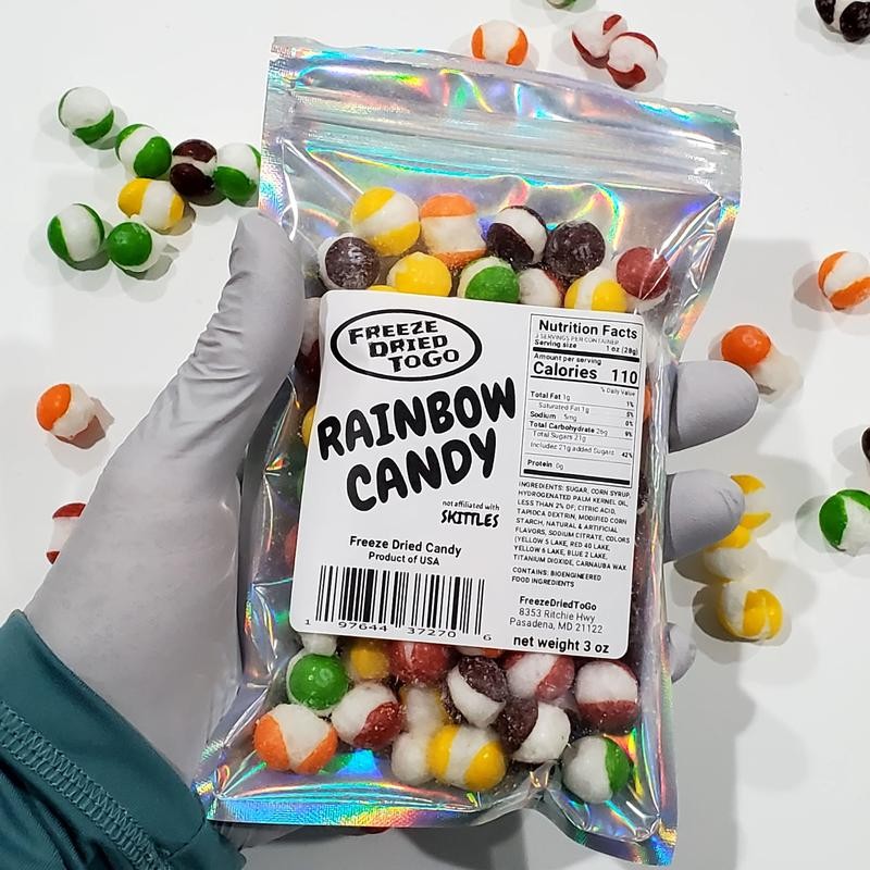 "Freeze Dried" CANDY RAINBOW - resealable bag crunchy bites -