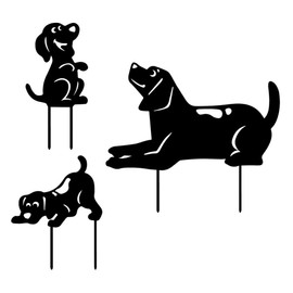3PCS/Set Animal Silhouette Stake Dog Garden Decoration Dog Silhouette for Lawn Pathway Sidewalk