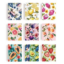 WEBEEDY 9 Styles Flower and Fruit Wall Art Prints Unframed Colorful Canvas Art Prints Strawberry Lemon Orange Fruits Picture for Wall Decor Bedroom Office Shop Hallways Home Decoration, 20x25cm