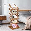Bamboo Magazine Rack Literature Display Stand Height Adjustable Floorstanding