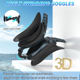 Ambienden Swimming Goggles for Adults - Open Water Anti-Fog UV Protection, Waterproof, Clear View - Easy Adjustable Swimming Goggles for Men Women Teenagers