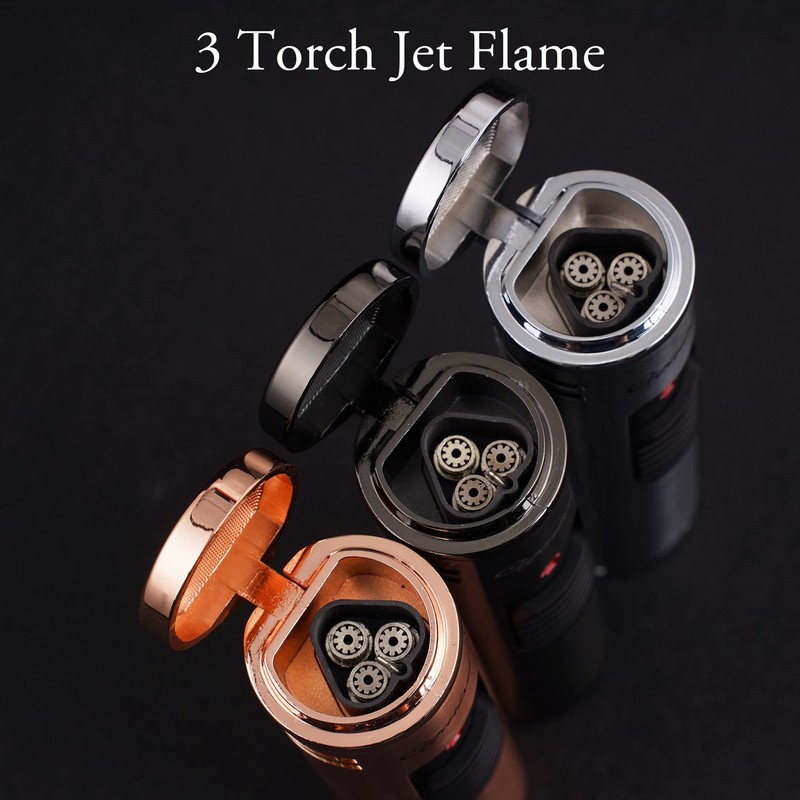 CIGARISM Triple Torch Jet Flame Cigar Lighter, Windproof Outdoor Camping
