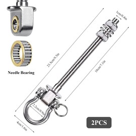 Pack of 2 Swing Hooks Made of Stainless Steel, Ceiling Hooks, Heavy Duty 304 Stainless Steel, Whisper-Quiet Swing Attachment with Bearings, Wooden Beam Ceiling Mount for Hanging Chair, Porch