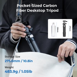 SmallRig Carbon Fiber Mini Desktop Tripod, 15.5'' / 39.5cm Compact Pocket Tabletop Tripod Kit with 360° Ball Head, Built-in QR Plate for Arca, Ball Head Capacity 3kg / 6.6lb for Cameras, DSLRs - 5026