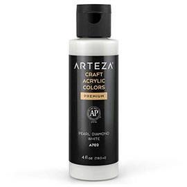 Arteza Craft Acrylic Paint, A702 Pearl White, 4fl oz (118 ml) Bottle, Water-Based, Blendable, Matte Acrylic Paint for Art & DIY Outdoor Projects on Glass, Wood, Ceramics, Fabrics, Paper & Canvas