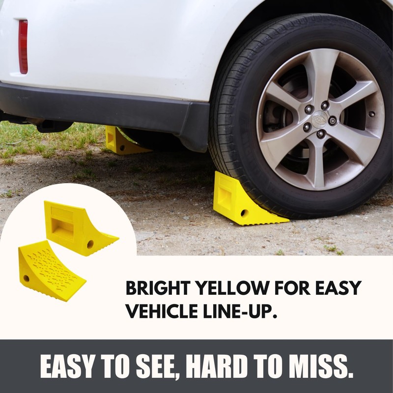SECURITYMAN Heavy Duty Wheel Chocks (2 Pack) - Durable, Non-Slip,