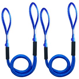 Línea de muelle para barco, cuerda de amarre, cuerda de acoplamiento elástica para pontón, moto acuática, SeaDoo, WaveRunner, kayak, bote de pesca, accesorios para barcos, 4 pies a 5.5 pies, azul,