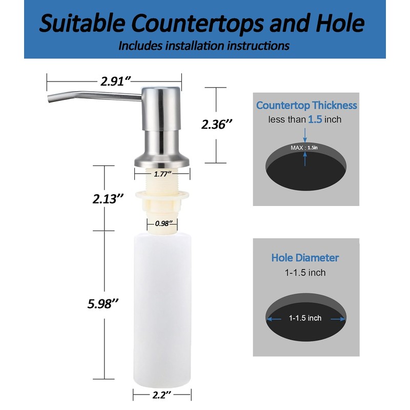 Sink Soap Dispenser Pump with 2 Sponge Holders, Curovtrp Soap