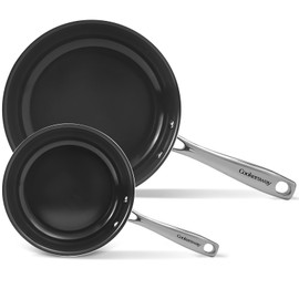 Cookware Set Nonstick Frying Pans, 8 &10 inches Ceramic Non Stick Skillets, Egg Fry Pans for Cooking,PTFE,PFOA,PFAs Free,Oven&Dishwasher Safe,Ash Grey