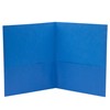 1InTheOffice Blue Folders with Pockets, Letter Size 2-Pocket Embossed Paper