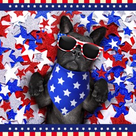Weewooday 12 Pieces Patriotic Dog Bandanas 4th of July Red and Blue Star Stripe Dog Bandanas Triangle Kerchief Scarf Bibs for Small Medium Large Pet Memorial Independence Day Costume Accessories