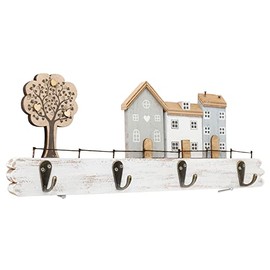 Sifcon International Plc Wooden Houses Design with Hooks Wall Hanging