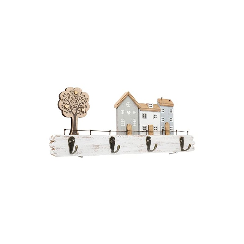 Sifcon International Plc Wooden Houses Design with Hooks Wall Hanging