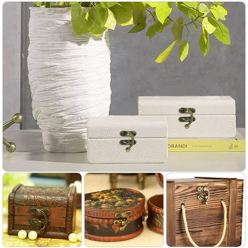 WMYCONGCONG 90pcs Small Hinge Buckle Latches 60pcs and 27x32mm Antique