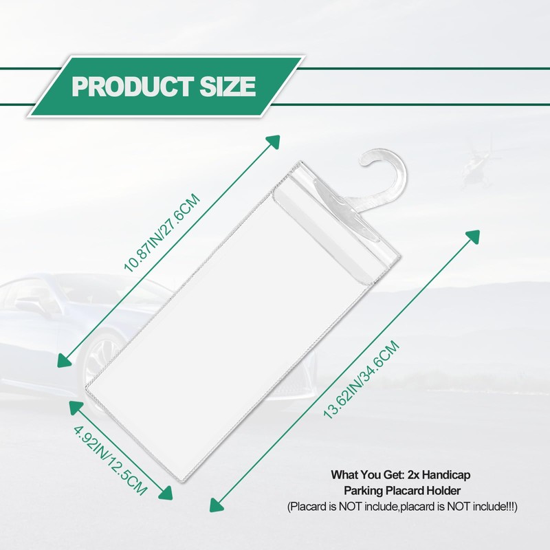 2 Pcs Handicap Placard Holder Ultra Transparent Handicapped Placard Holder