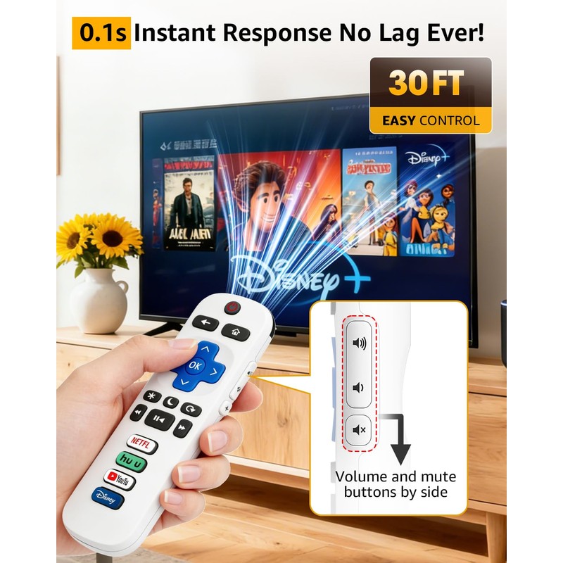 2 Pack Replacement Remote Control Only for Roku TV, Compatible