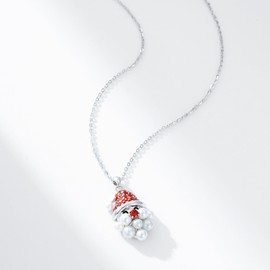 ROISE LADY Christmas Necklaces Gifts for Women,Santa Claus Pendant Necklace Gifts for Her,Christmas Gift for Wife/Lover/Cousin/Family,925 Sterling Silver Necklace