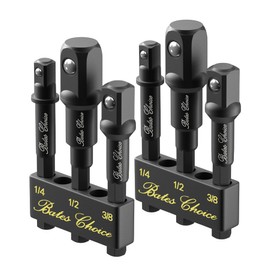 Bates- Impact Socket Adapter Set, 2 Sets, 6 pcs, 1/4", 3/8", 1/2" Hex Shank, Impact Socket Adapter Set with Bit Holder, 3/8 Adapter for Impact Driver Socket Set, Impact Drill Socket Set for Drill