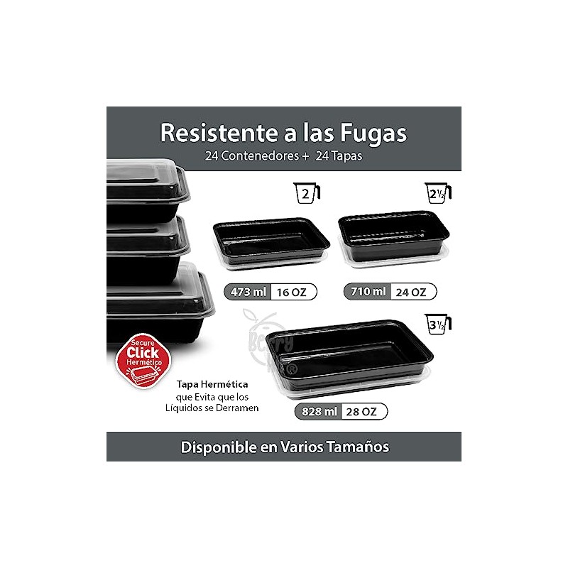 24 Contenedores para Alimentos Reutilizables de 710 ml (24 oz),